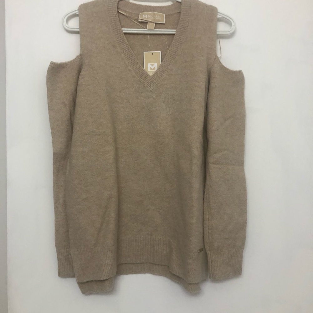 MK NWT cold shoulder oatmeal wool blend sweater